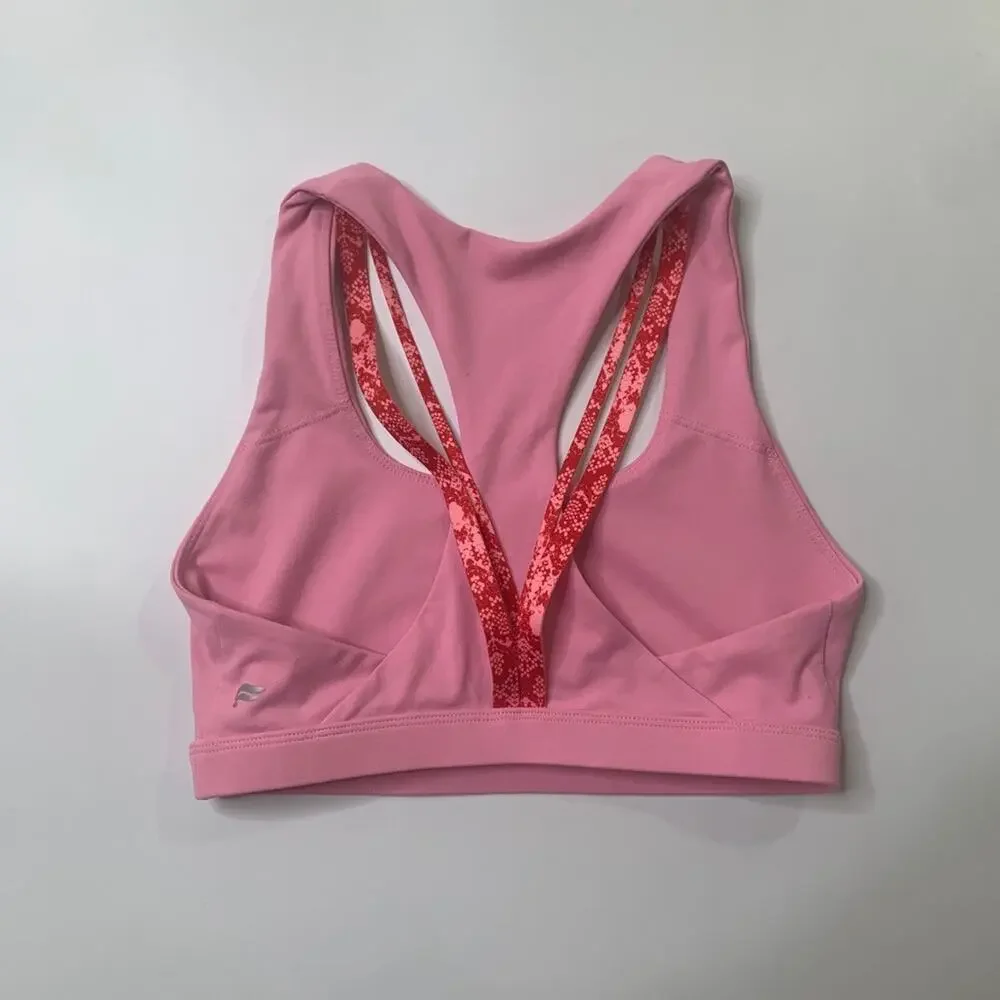Fabletics Sports Bra Womens XS Extra Small‎ Pink Red Kessler Cross Back Yoga